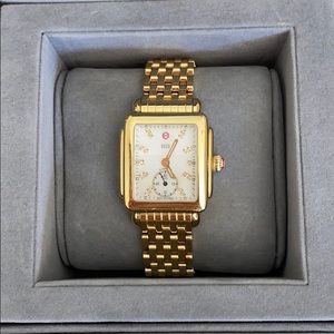 Woman’s gold Michele Watch with box & accessories